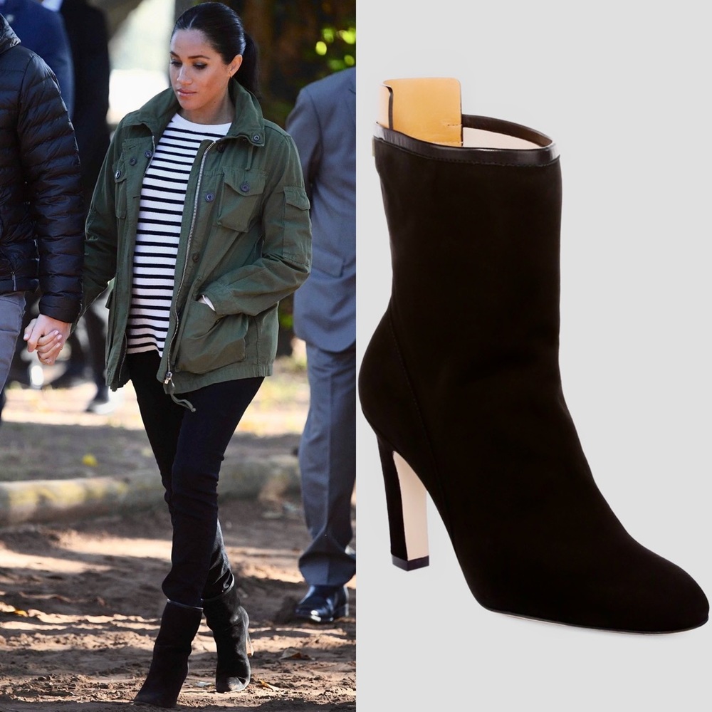 Stuart Weitzman Black ‘Brooks’ Suede Booties Size 8.5 ASO Meghan Markle